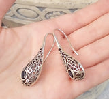 Silver 925 Modern Earrings ear wire hooked with blue topaz stone