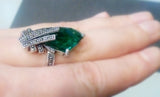 Emerald green stone earrings and ring Marcasite STERLING SILVER 925