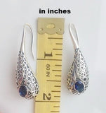 Silver 925 Modern Earrings ear wire hooked with blue topaz stone