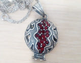 Persephone pendant Very large Pomgranate red stones Charm Necklace