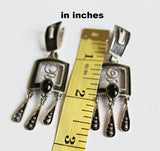 Onyx Very long Earrings Boho jewelry black bohemian STERLING SILVER 925