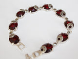 Marcasite bracelet sterling silver 925 tudor jewelry Red stones Birthday gifts anniversary