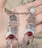 Garnet Very long Earrings Boho jewelry red Sterling silver 925