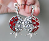 Pomegranate pendant SILVER 925 zircon stones and enamel