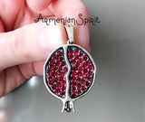 Pomegranate pendant SILVER 925 red stones