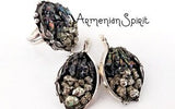 Natural silicon and pirit druzy EARRINGS SILVER 925