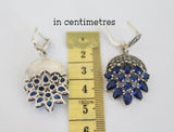 Royal blue earrings Marcasite jewelry SILVER 925 blue stone jewelry