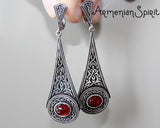 Silver 925 Ring Garnet stone bohemian Boho red ring jewelry