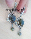Labradorite blue earrings Sterling SILVER 925 gemstone