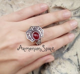Ring Lab Garnet SILVER 925 handmade
