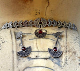 SET Earrings Ring and bracelet lab Garnet SILVER 925