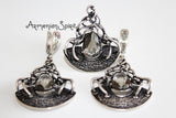 Jewelry Set SILVER 925 Earrings and ring Quartz brown