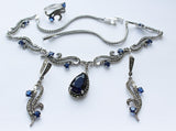 SILVER 925 necklace lab topaz Drop pendant SET earrings and ring
