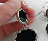 Extra big earrings Very long Large earring SILVER 925 black onyx