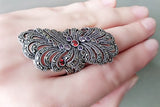 Feather earrings SILVER 925 Very long earrings multistone