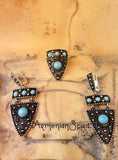 Goth women gift lab turquoise light blue Sterling silver 925