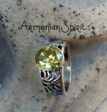 Ring Silver 925 topaz yellow stone Diamond shaped
