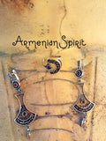Garnet Very long Earrings Bohemian STERLING SILVER 925 garnet jewelry