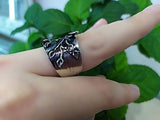 Silver set 925 very long Earrings and ring black