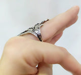 Silver 925 full finger ring black goth ancient petroglyphs