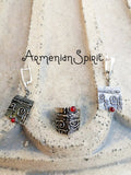Ethnic earrings and ring SET Sterling Silver 925 red lab garnet