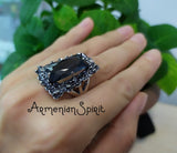 Navy blue lab stone Black Sterling silver 925