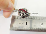 SILVER pendant Pomegranate red pendant zircon stones Charm