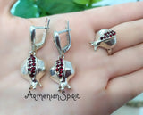 Pomegranate Ring Armenian symbol STERLING SILVER 925 zircon red stones