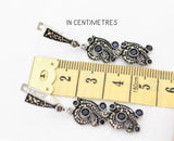 Navy Blue stones earrings Dangle SILVER 925