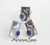 SILVER 925 blue ring Modern jewelry Lab lazurite jewelry