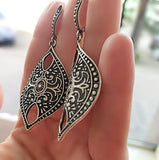 Long earrings Leaf Boho jewelry SILVER 925 Bohemian
