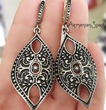 Long earrings Leaf Boho jewelry SILVER 925 Bohemian