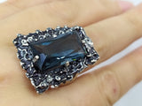 Navy blue lab stone Black Sterling silver 925