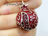 Pomegranate pendant zircon stones SILVER 925