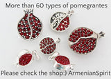 SILVER pendant Pomegranate red pendant zircon stones Charm