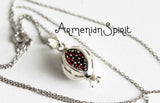 Pomegranate Pendant STERLING SILVER 925 zircon