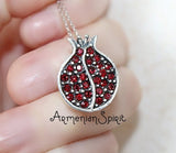 Pomegranate Earrings Pendant Silver 925 and red zircon stones