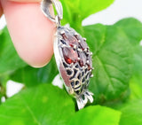 Pomegranate big pendant red zircon stones STERLING SILVER 925