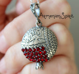 Pomegranate pendant STERLING SILVER 925 zirconia stones