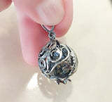 Pomegranate pendant Sterling SILVER 925 red zircon