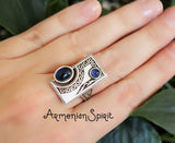 SILVER 925 blue ring Modern jewelry Lab lazurite jewelry