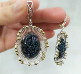 Pendant SILVER 925 silicon carbide mineral Gold plated Flower