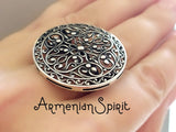 Extra big Ring round STERLING SILVER 925