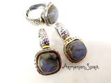 Labradorite earrings blue SET Sterling SILVER 925 real gold plated