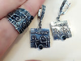 Goth jewelry Black Earrings women Sterling SILVER 925 black