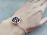 Pomegranate charm bracelet 925 SILVER red zircon stones