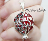 Pomegranate red stone STERLING SILVER 925 red