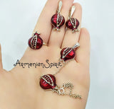 Ring red pomegranate Silver 925 red zircons