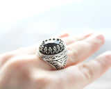 Jewelry set Earrings and ring black SILVER 925 Onyx stone