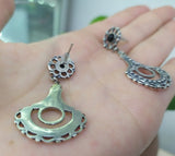 Silver 925 long earrings dangle with pin closure